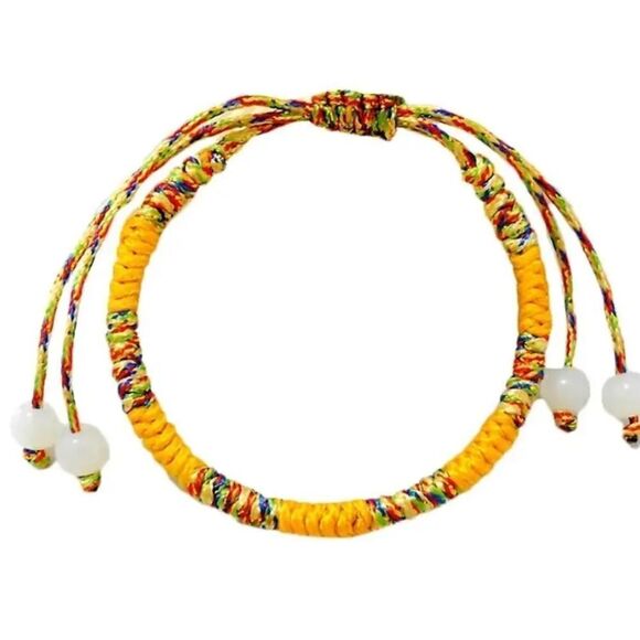 Vibrant Bohemian Braided Adjustable Rope Bracelet Red or Yellow - Picture 3 of 13